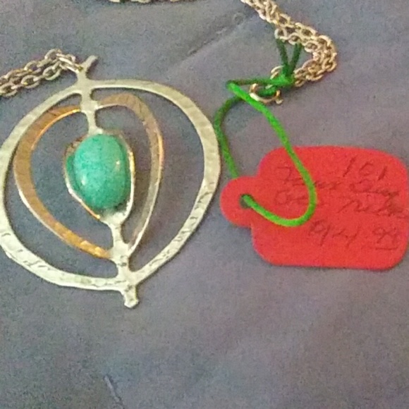 🦋Faux turquoise silver plated necklace boho style - Picture 7 of 8